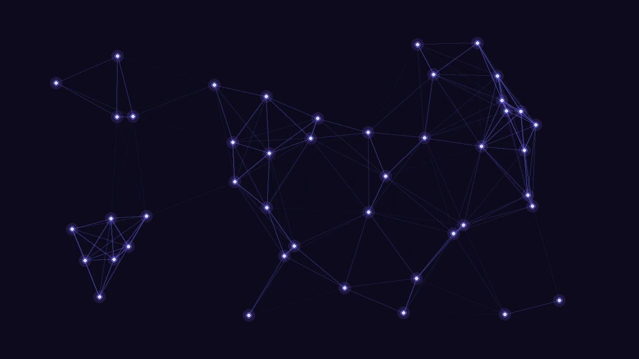 Abstract neural network node diagram with glowing blue connection lines