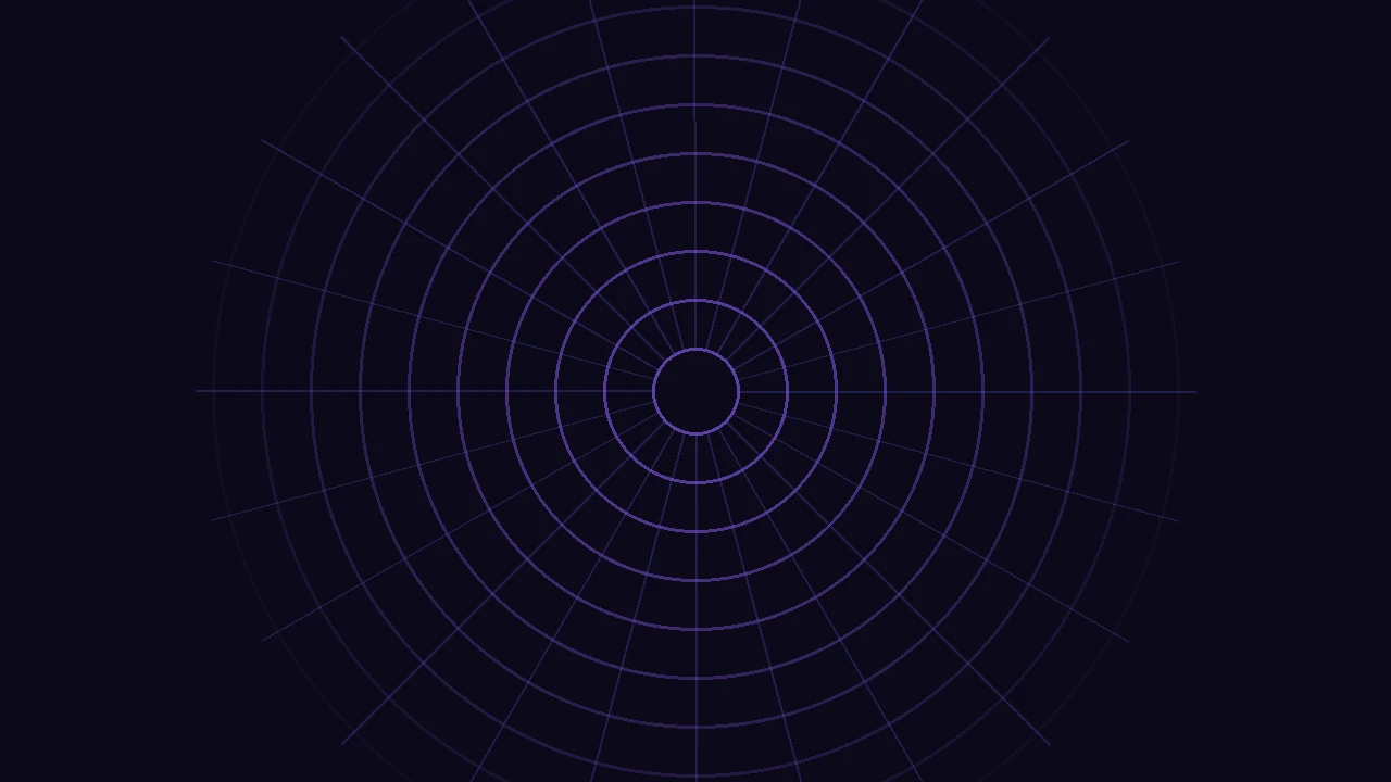 Abstract acoustic soundwave ring pulses radiating outward in dark space